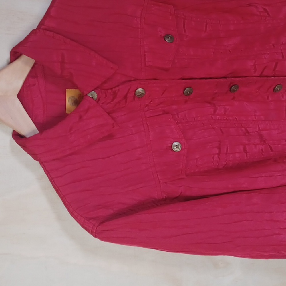 Ruby Rd. Red Crinkle Lighteight Jacket, Button Fr… - image 8